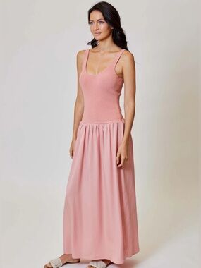 DH New York Porto Dress Pink Smocked Maxi